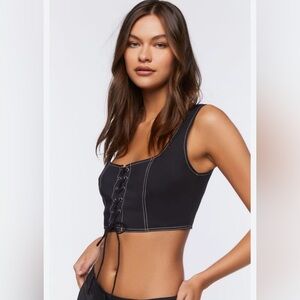 Forever 21 Black Lace-Up Top
